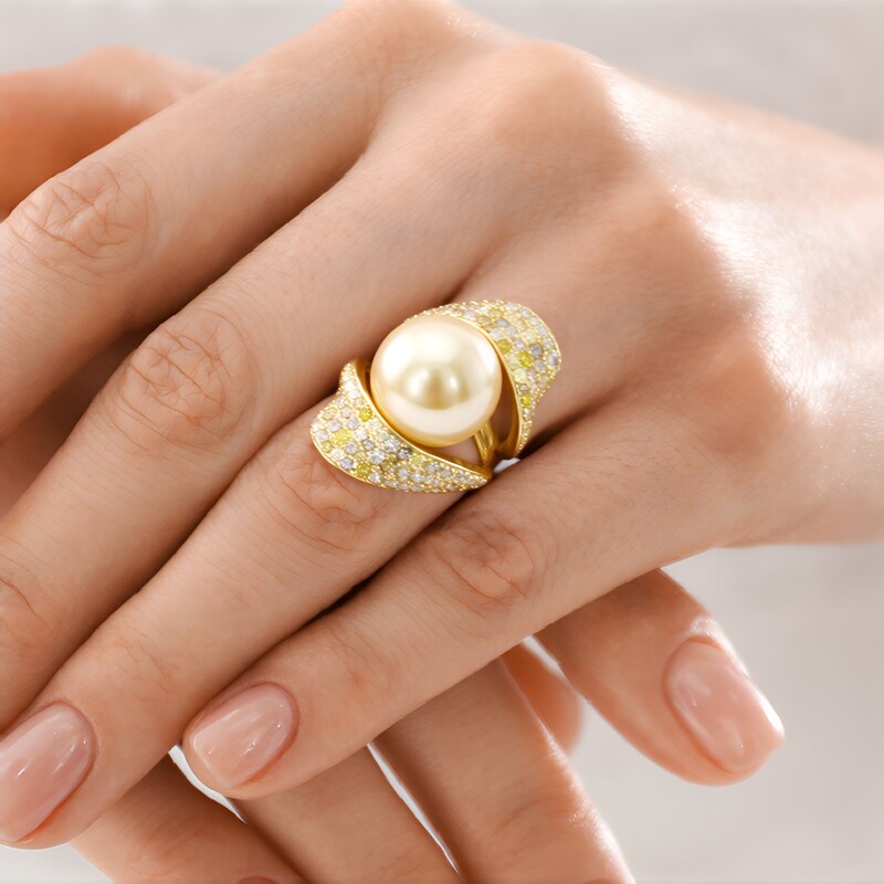 Goldene Südseeperlen-Goldring (CIRARI)