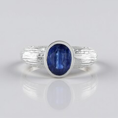 Bague en argent et Kyanite du Népal (de Melo)