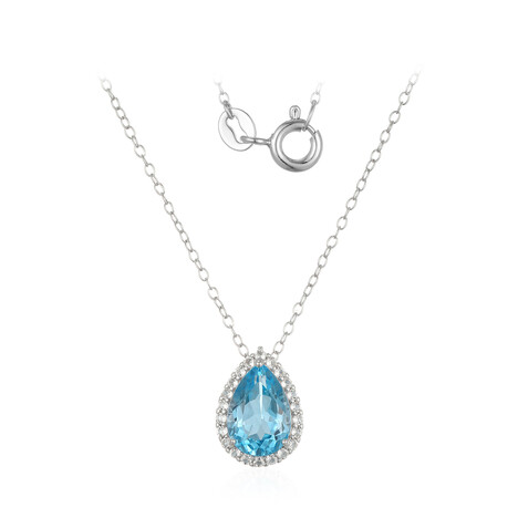 Collana in argento con Topazio Blu Svizzero