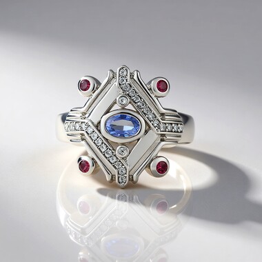 Bague en argent et Saphir bleu de Ceylan non chauffé