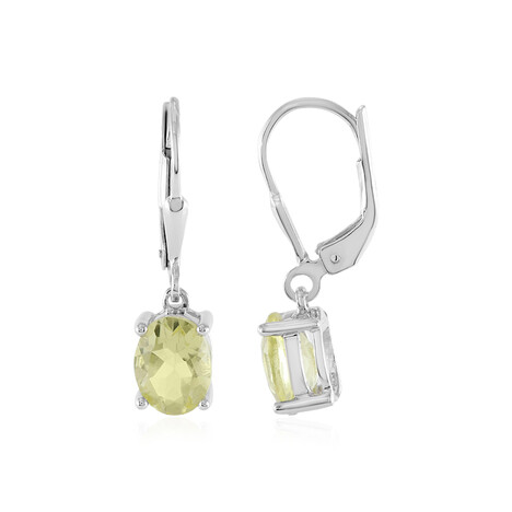 Pendientes en plata con Quarzo limón