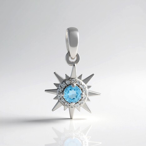 Ciondolo in argento con Topazio Blu Svizzero