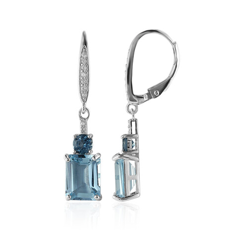 Boucles d'oreilles en argent et Topaze bleu ciel