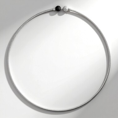 Choker ze srebra rodowanego - Spinel czarny (SUHANA)