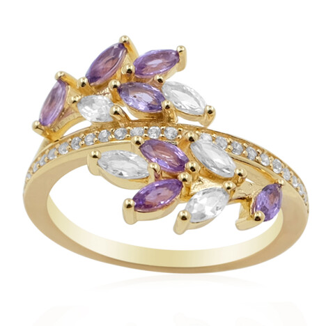 Anillo en plata con Zafiro de Ceilán púrpura no calentado