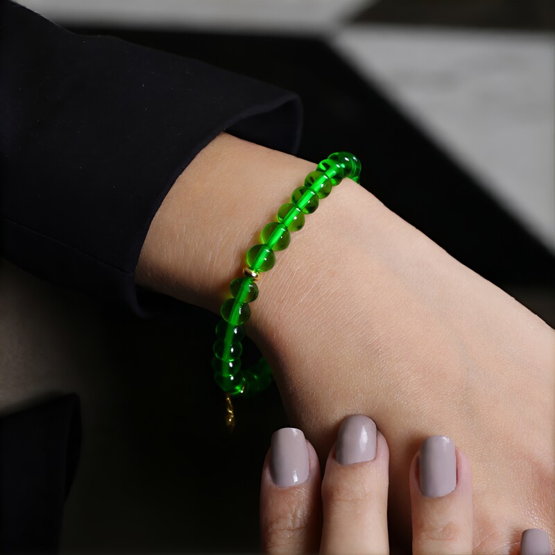 Green Amber Silver Bracelet (CUSTODANA)