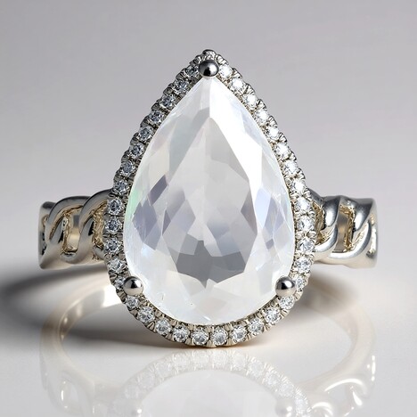 Anello in oro con Pietra di Luna Arcobaleno (CIRARI)