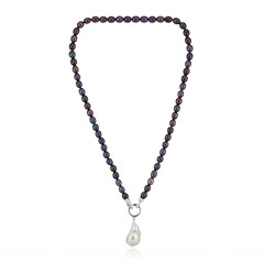 Collana in argento con Perla d'Acqua Dolce Argentata