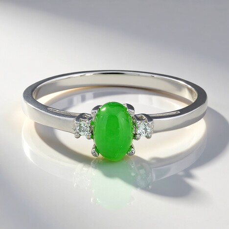 Anello in argento con Crisoprasio Imperiale