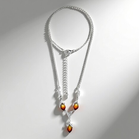 Collana in argento con Ambra Sunrise Baltica (dagen)