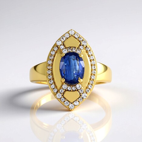 Anello in argento con Cianite del Nepal