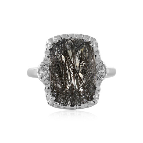 Bague en argent et Quartz rutile noir