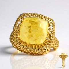 Anello in argento con Ambra Baltica Limone