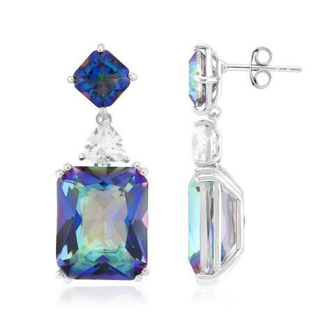 Pendientes en plata con Cuarzo Místico azul