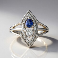 Anello in argento con Zaffiro Ceylon Blu (non riscaldato)