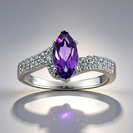 Anello in argento con Ametista Zambiana