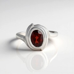 Anello in argento con Granato Mozambico
