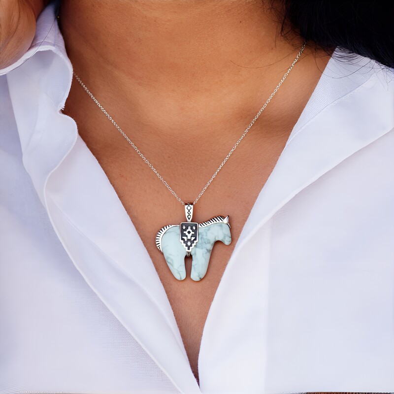 Howlite Silver Pendant (Desert Chic)