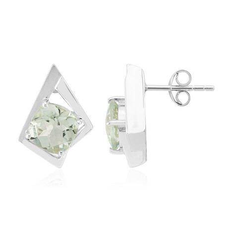Green Amethyst Silver Earrings (Pallanova)