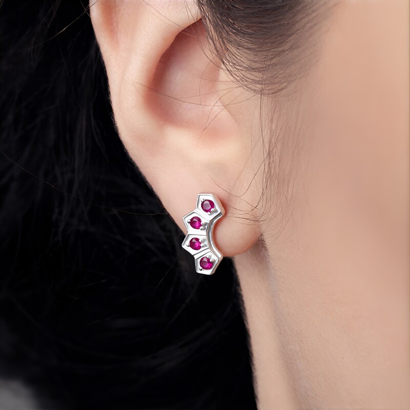 Pendientes en plata con Rubí de Birmania (Pallanova)