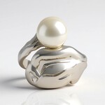 Anello in argento con Perla d'Acqua Dolce Bianca