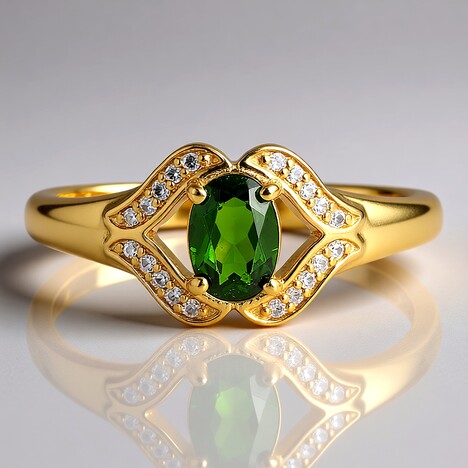 Anello in argento con Diopside Russo