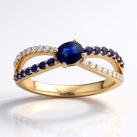 Anello in oro con Zaffiro Ceylon Blu