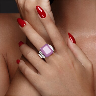 Lavender Chalcedony Silver Ring