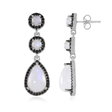 Boucles d'oreilles en argent et Pierre de Lune arc-en-ciel