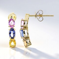 Orecchini in oro con Zaffiro Ceylon Blu