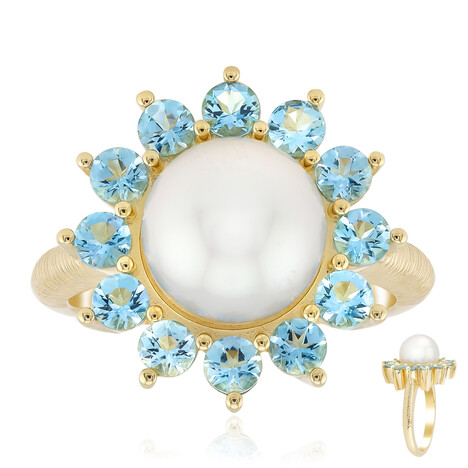 Weiße Südseeperlen-Goldring (Michelle Albala)