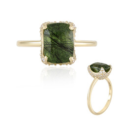 Anillo en oro con Peridoto con inclusión de ludwigita