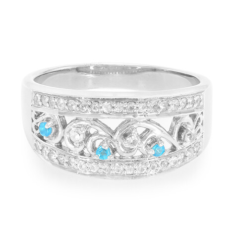 Anillo en plata con Apatita azul neón