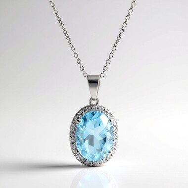 Collar en plata con Topacio azul cielo