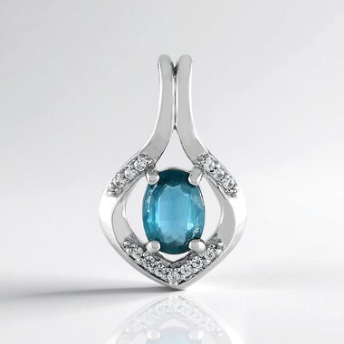 Teal Kyanite Silver Pendant