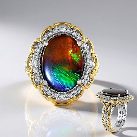 Anello in argento con Ammolite (Gems en Vogue)