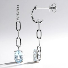 Pendientes en oro con Aguamarina de Brasill AAA