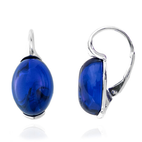 Boucles d'oreilles en argent et Ambre bleue de Colombie (dagen)