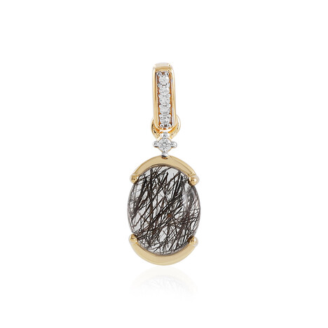 Black Rutile Quartz Silver Pendant