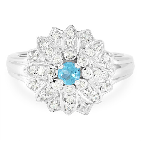 Anillo en plata con Apatita azul neón