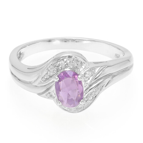 Nicht erhitzter Purpurfarbener Ceylon-Saphir-Silberring