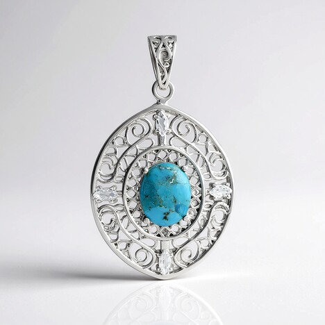 Ciondolo in argento con Turchese Kingman Mohave Blu