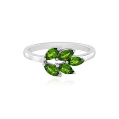 Anillo en plata con Diópsido de Rusia