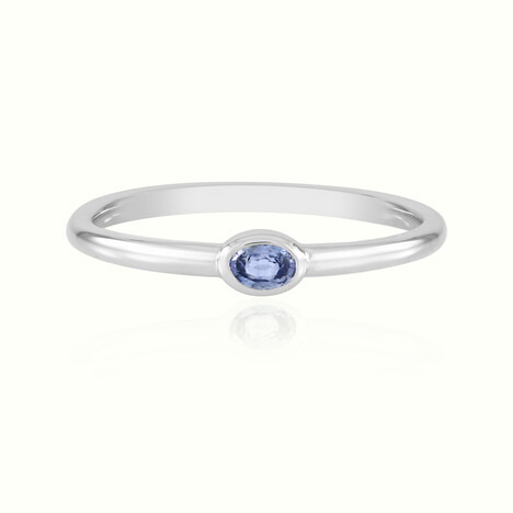 Bague en argent et Saphir bleu de Ceylan