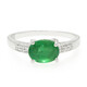 Anello placcato in platino con Smeraldo Bahia