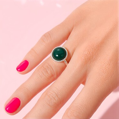 Anillo en plata con Ágata verde