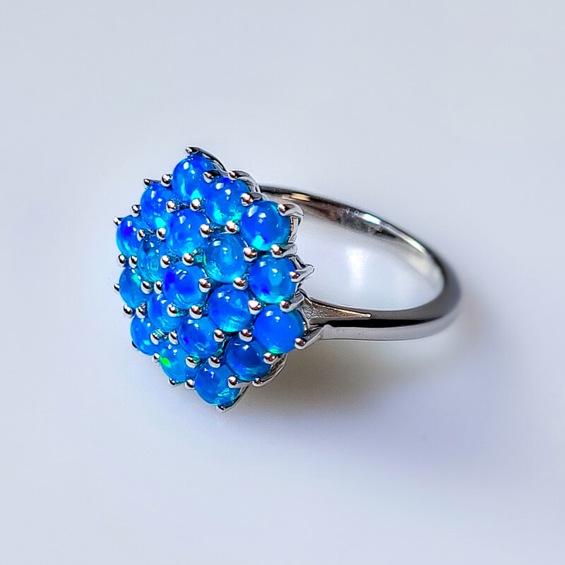 Anello in argento con Opale Blu dell'Etiopia
