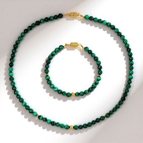 Parure in argento con Malachite (Adela Silber)