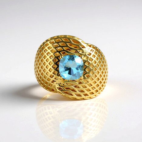 Anello in argento con Topazio Blu Svizzero (Ornaments by de Melo)