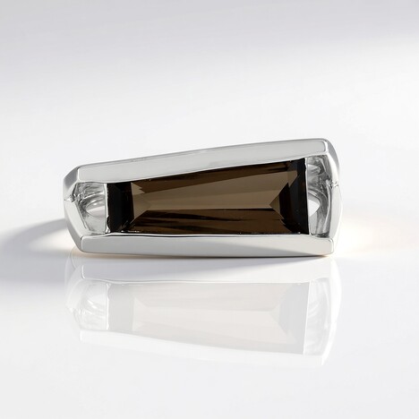 Anello in argento con Quarzo Fumè